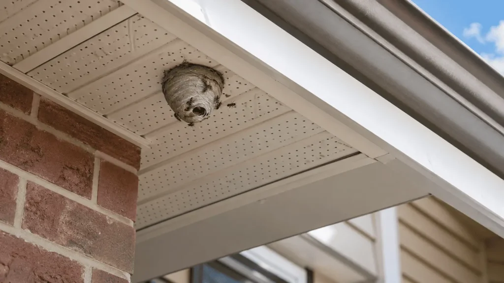 Wasp nest under the eaves of a Whitby home