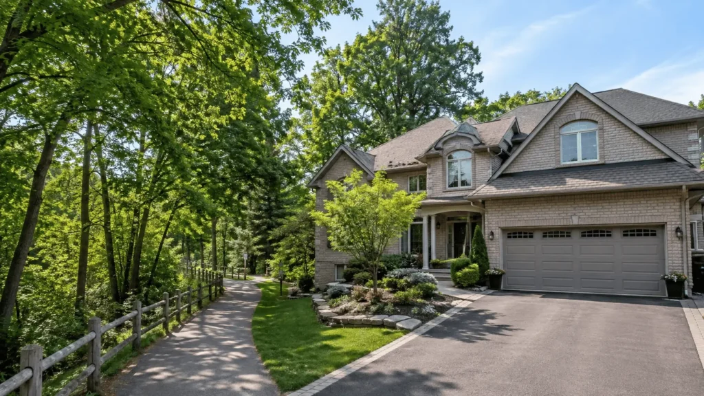 Home in Aurora, Ontario near a wooded ravine trail