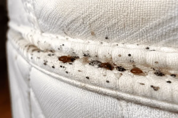 Bed bug evidence along a mattress seam