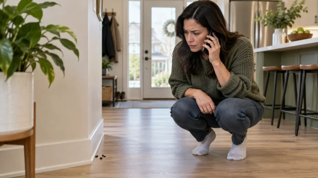 Homeowner on the phone dealing with an urgent pest situation