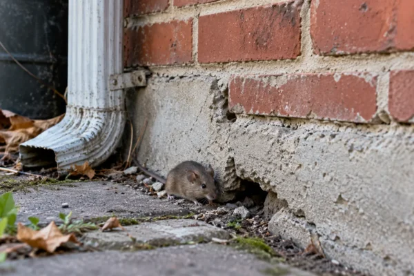 Mouse near a foundation gap in an older Oshawa home