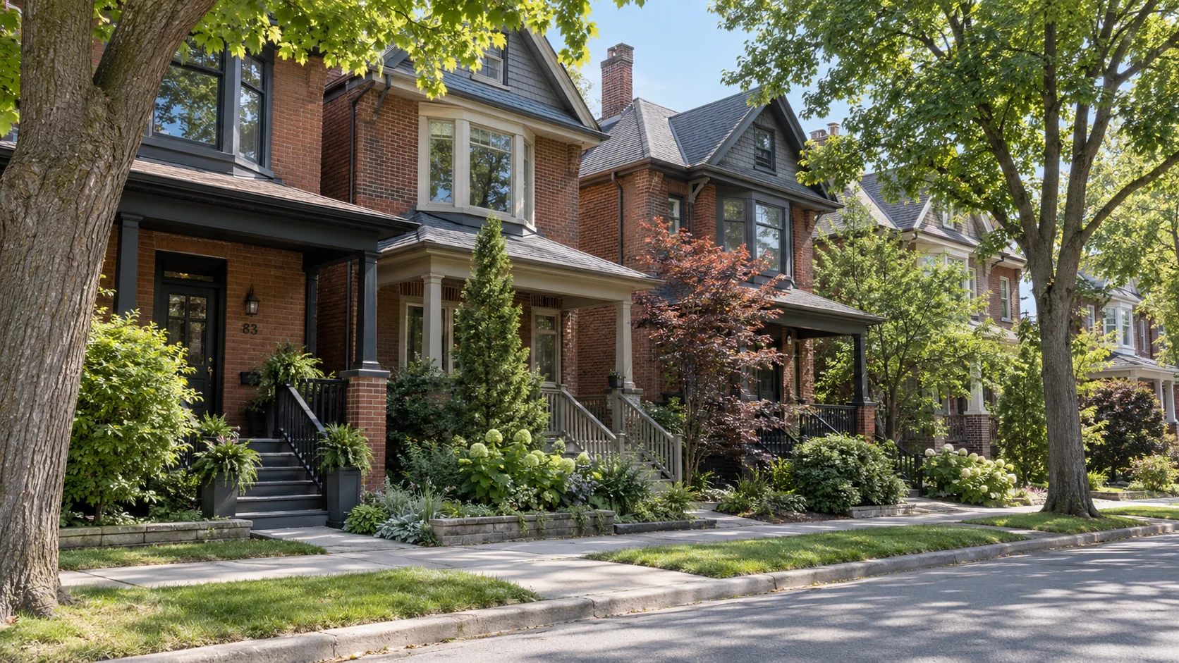 Century-old semi-detached homes in a Toronto neighbourhood