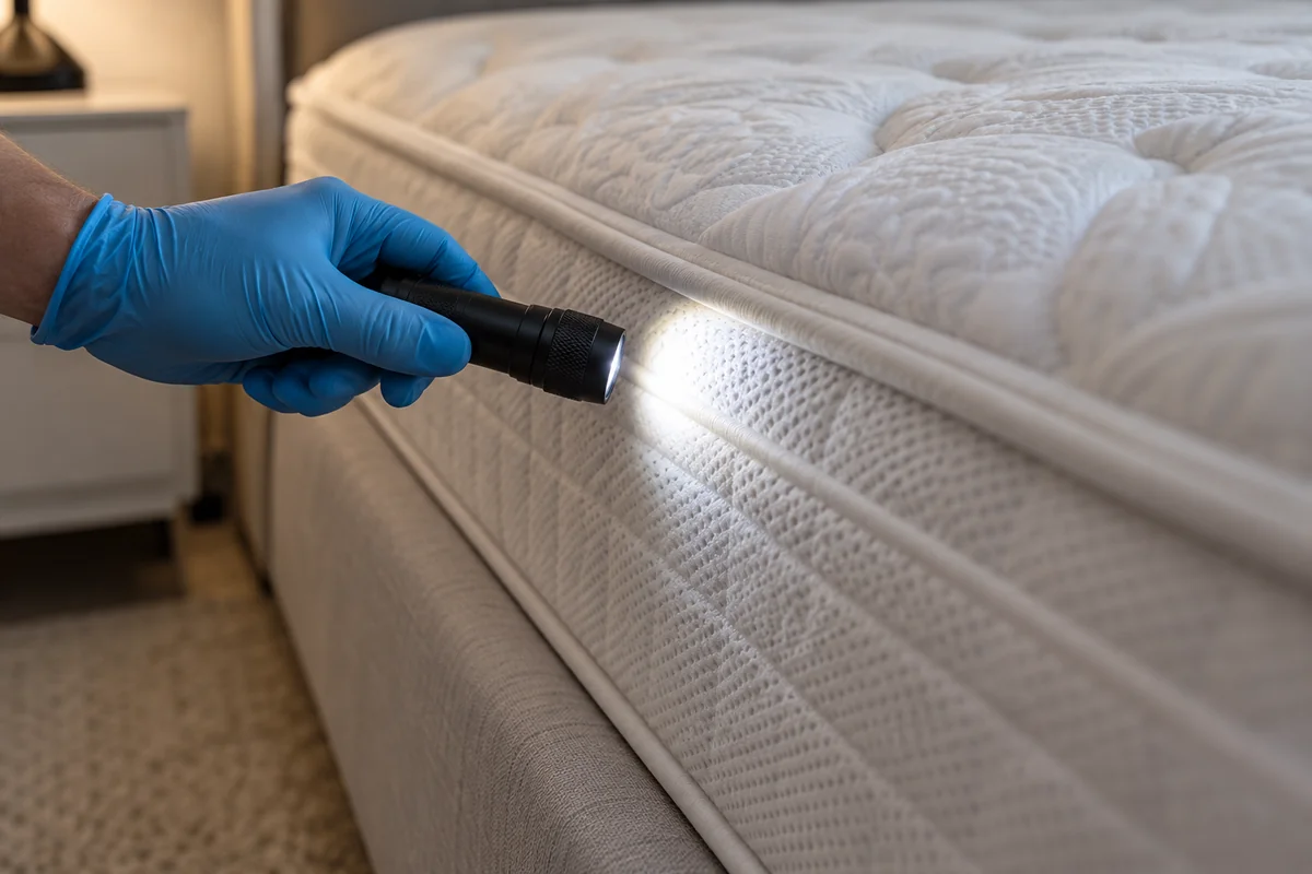 Bed bug inspection along a mattress seam